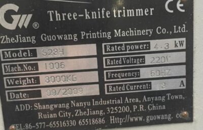 Guilhotina Trilateral Guowang Chinesa - Image 3