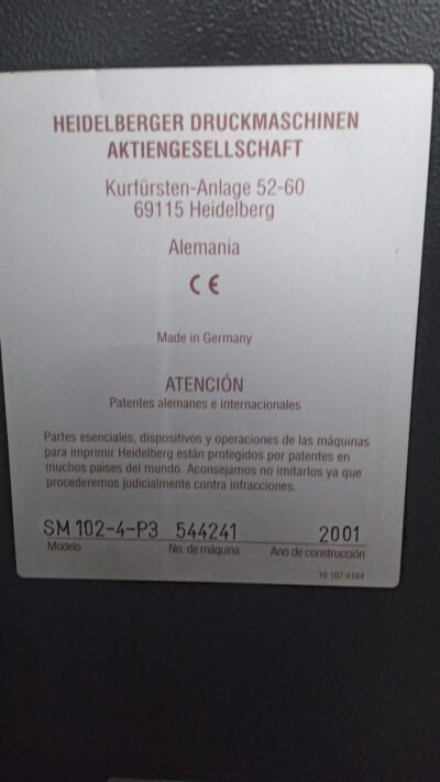 Heidelberg Speed Master 102-4 cores - Ano 2001 - Imagem 3
